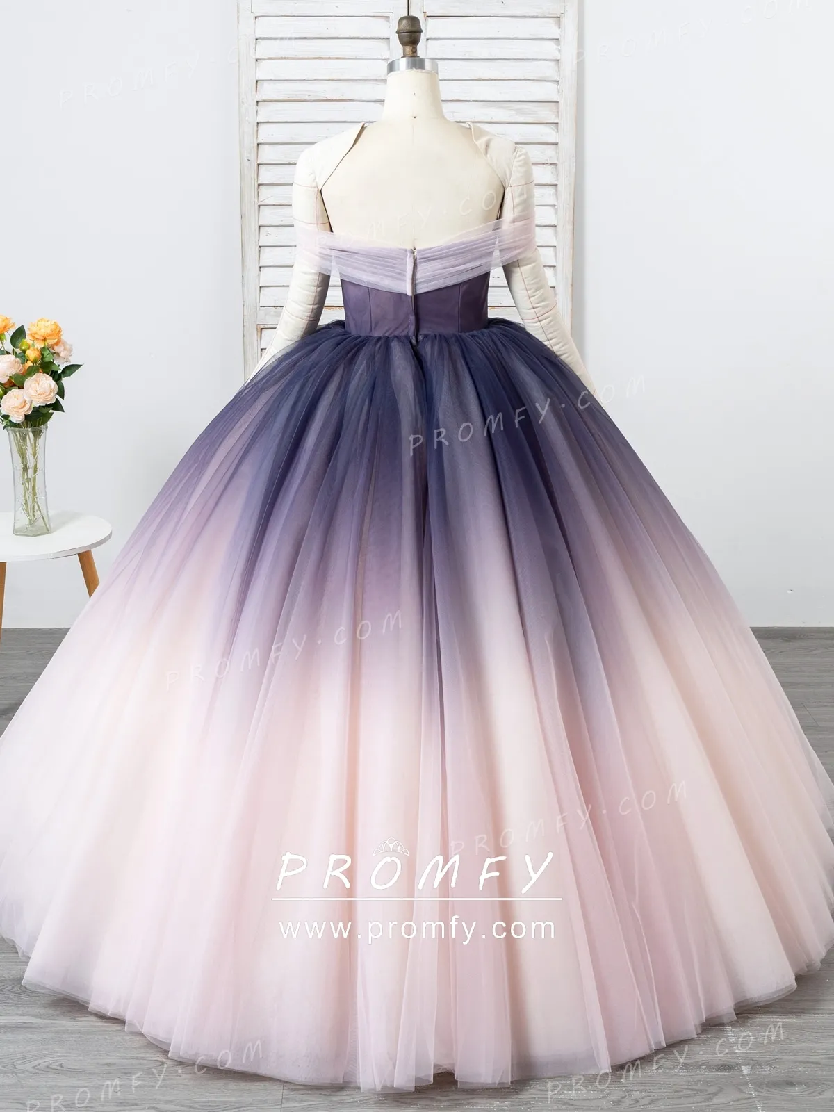 purple and blush tulle ombre ball gown purple and blush tulle ombre ball gown