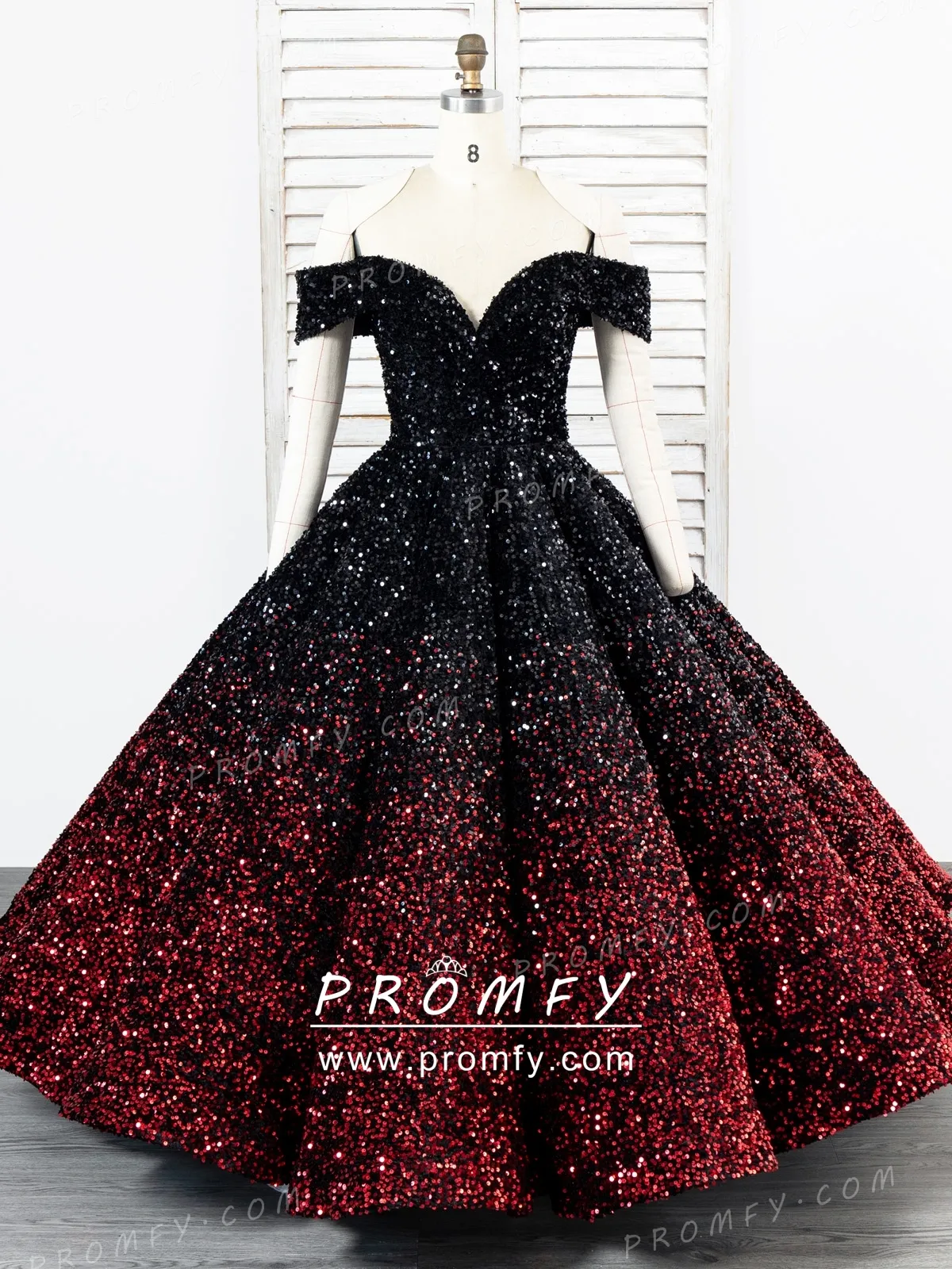 dazzling red and black gradient color sequin ball gown dazzling red and black gradient color sequin ball gown