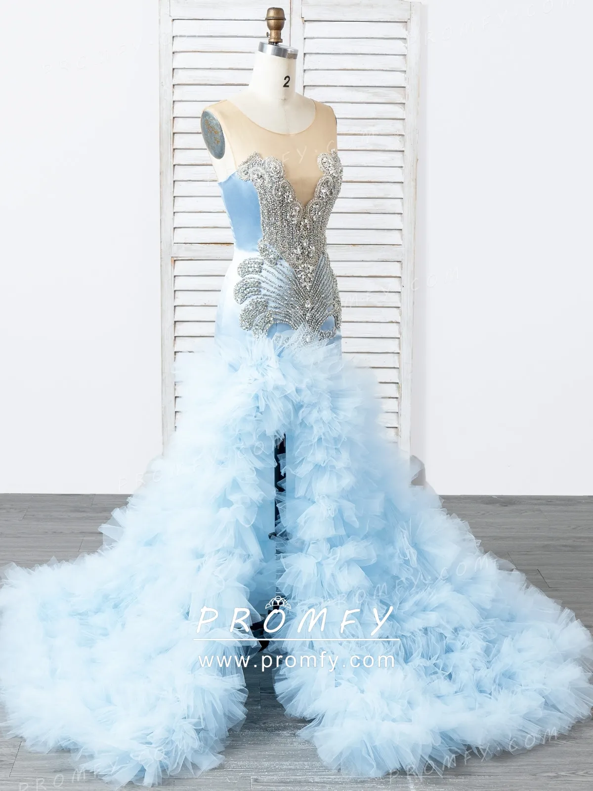 heavily beaded ruffled tulle mermaid prom dress heavily beaded ruffled tulle mermaid prom dress