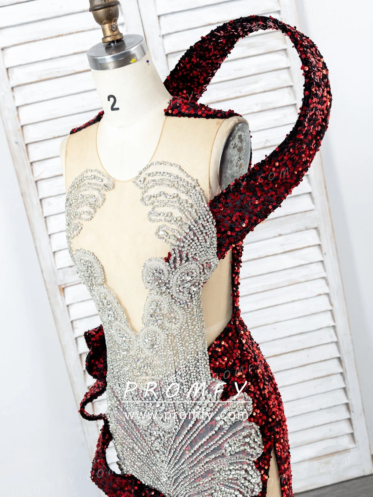 silver beading and black red sequin one strap prom dress silver beading and black red sequin one strap prom dress