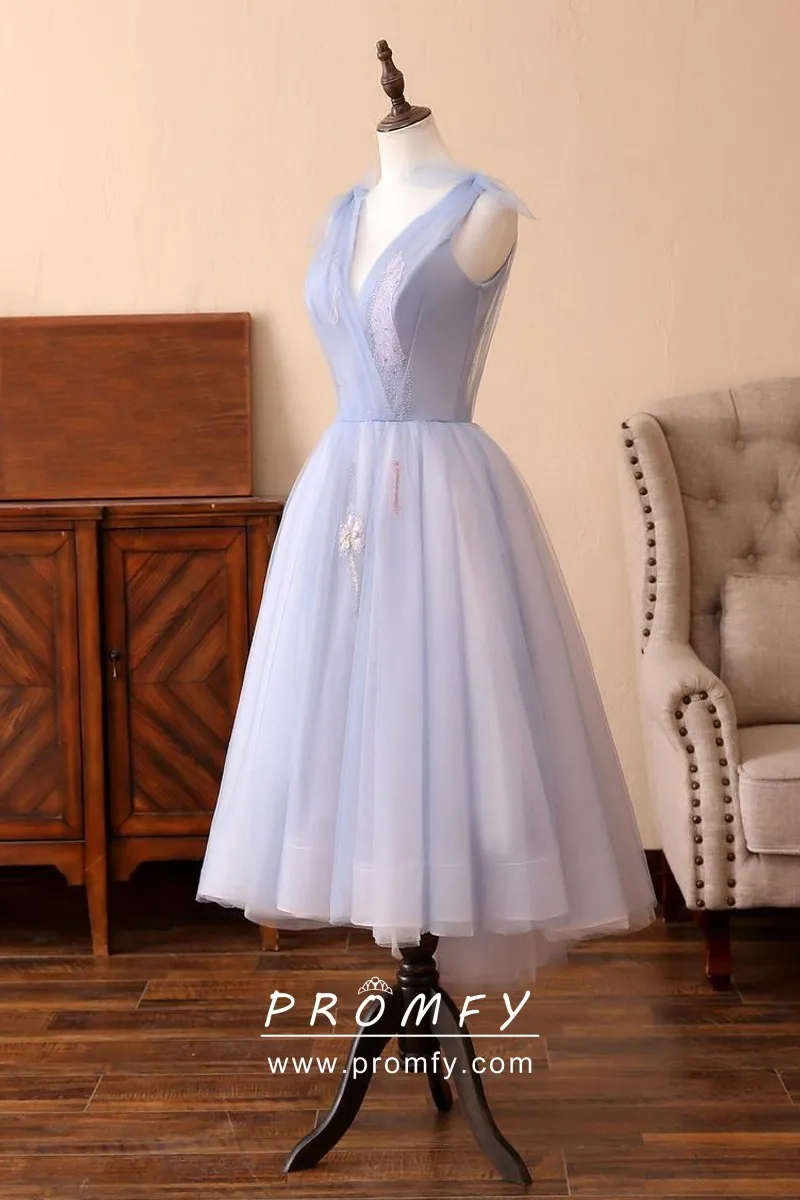 lavender tulle lace knee length homecoming dress lavender tulle lace knee length homecoming dress