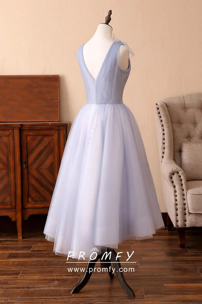 lavender tulle lace knee length homecoming dress lavender tulle lace knee length homecoming dress