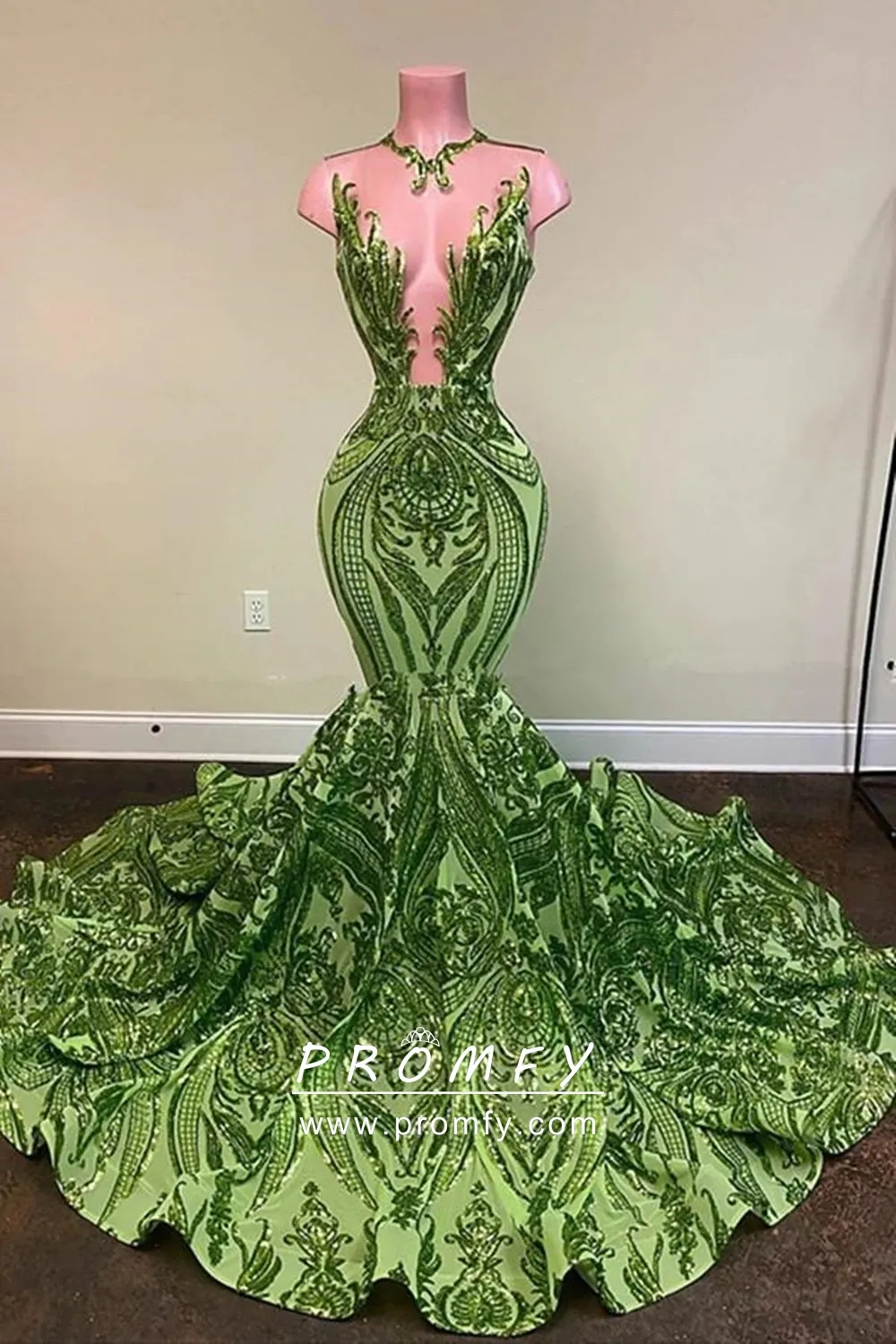 plunging neck green abstract sequin mermaid prom dress plunging neck green abstract sequin mermaid prom dress