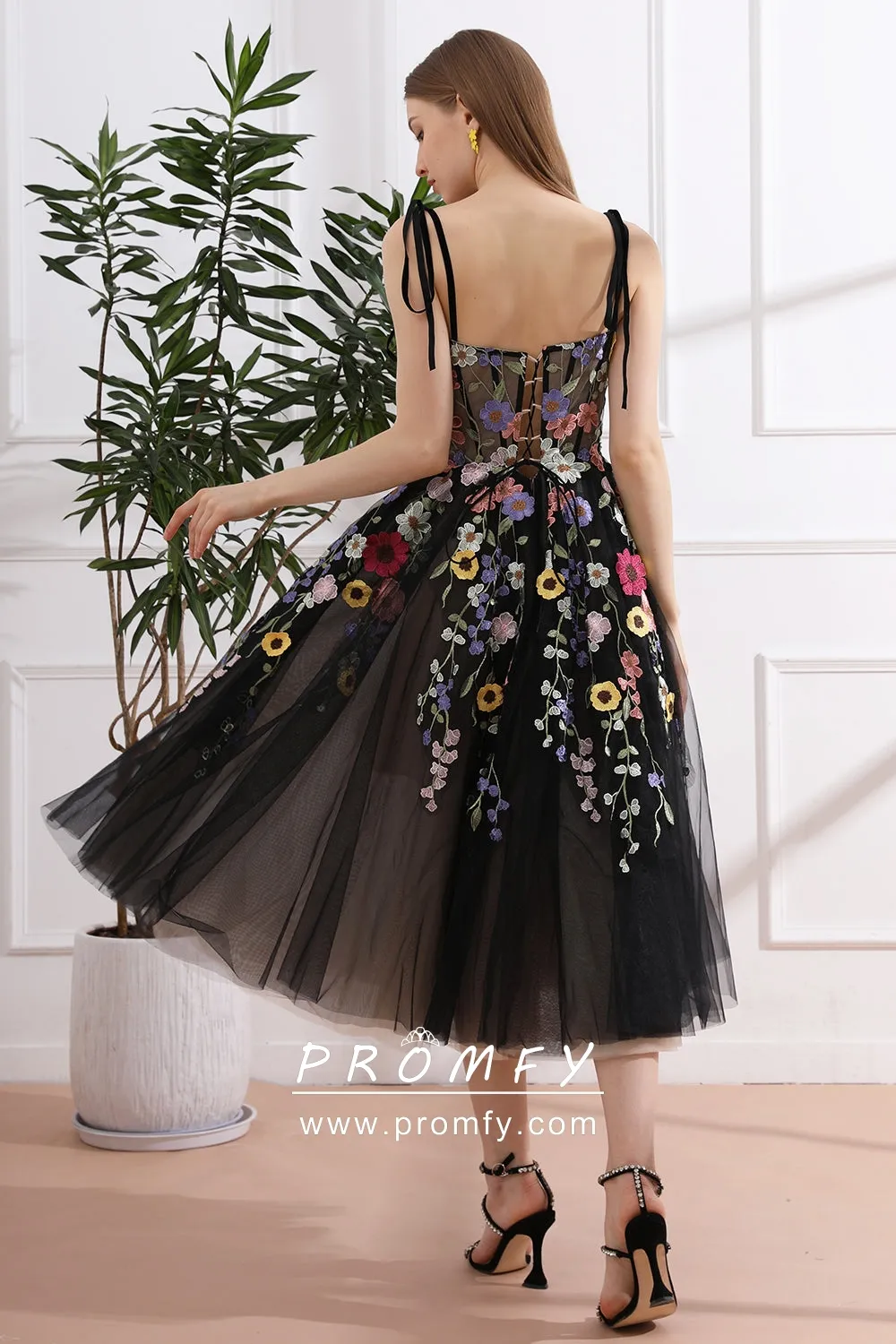 floral lace tie straps corset black homecoming dress floral lace tie straps corset black homecoming dress