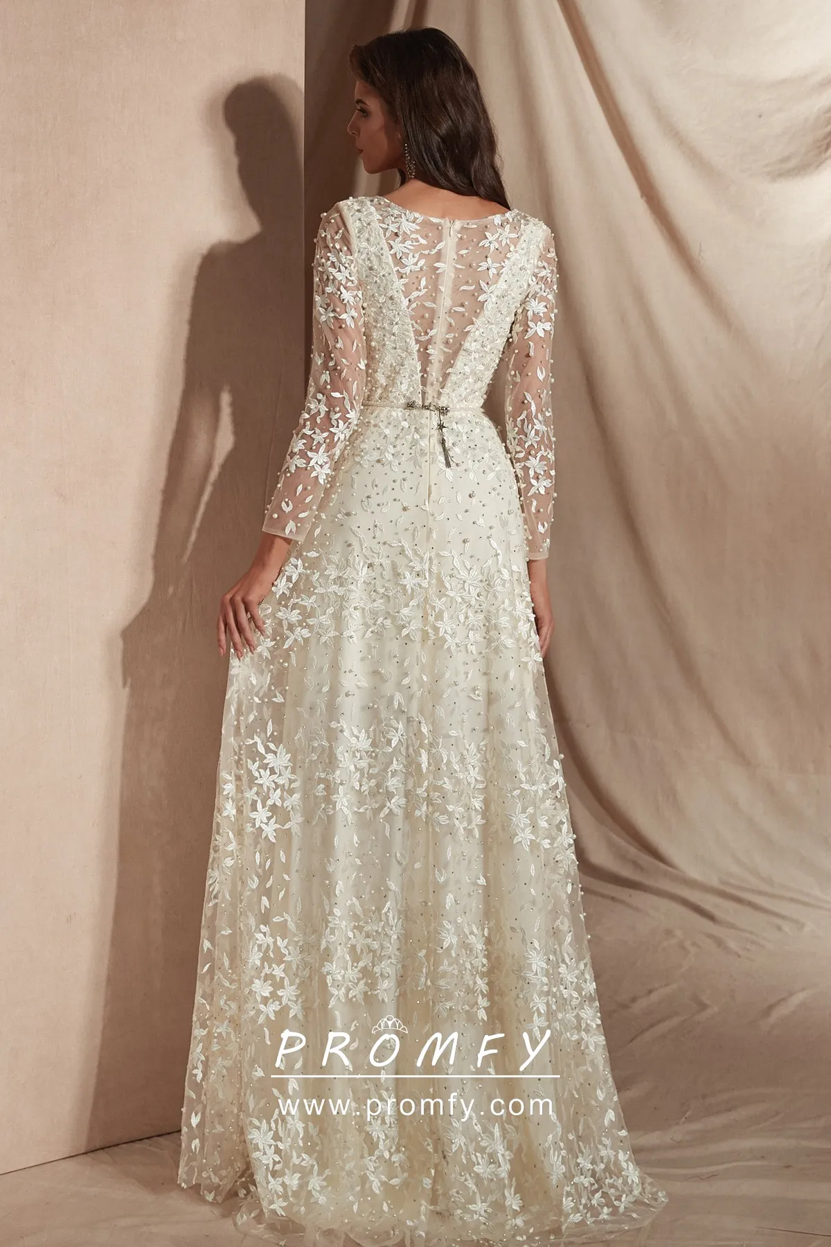 cream beaded leaf transparent back dress cream beaded leaf transparent back dress