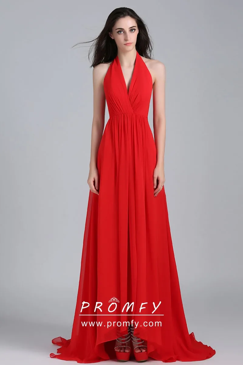 red chiffon A line long pageant dress red chiffon A line long pageant dress