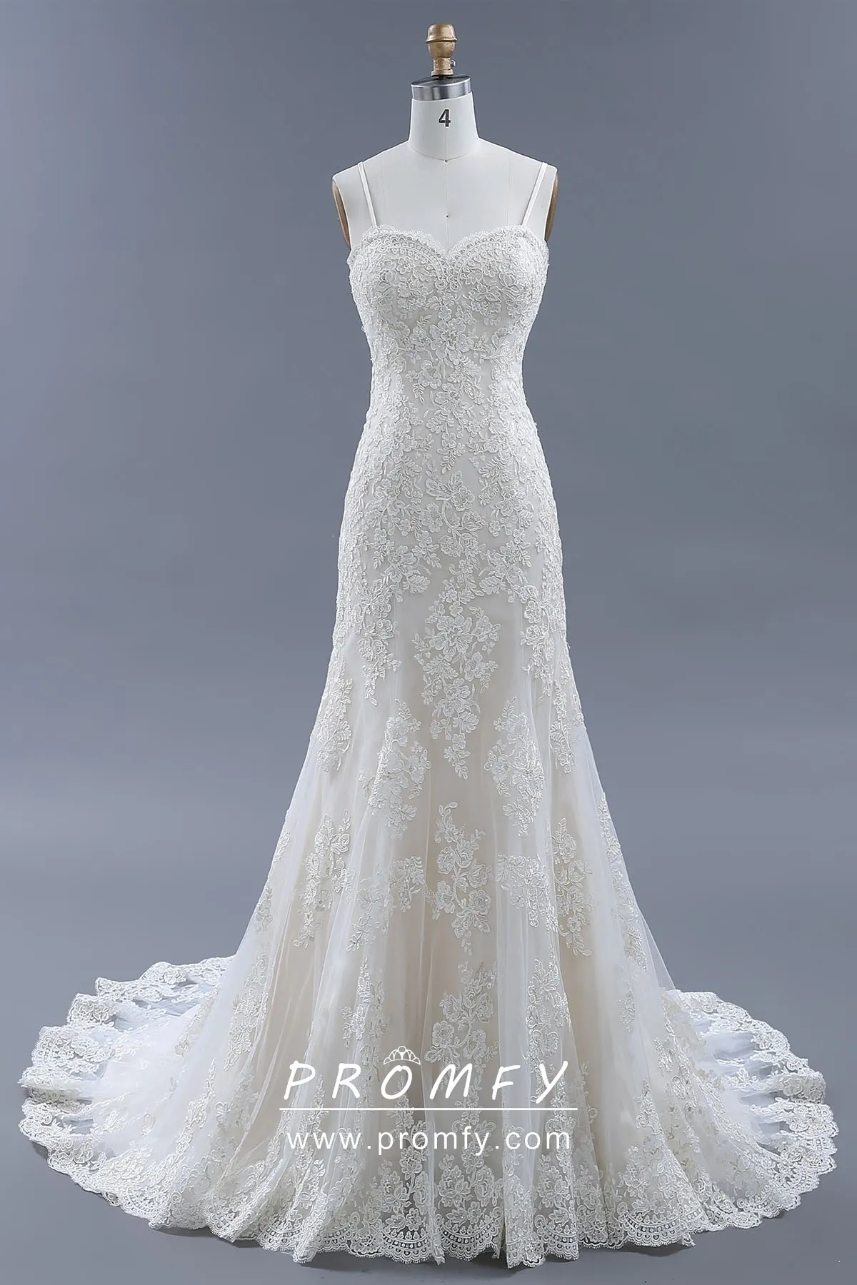 elegant ivory lace sweetheart neckline with spaghetti straps trumpet wedding gown elegant ivory lace sweetheart neckline with spaghetti straps trumpet wedding gown