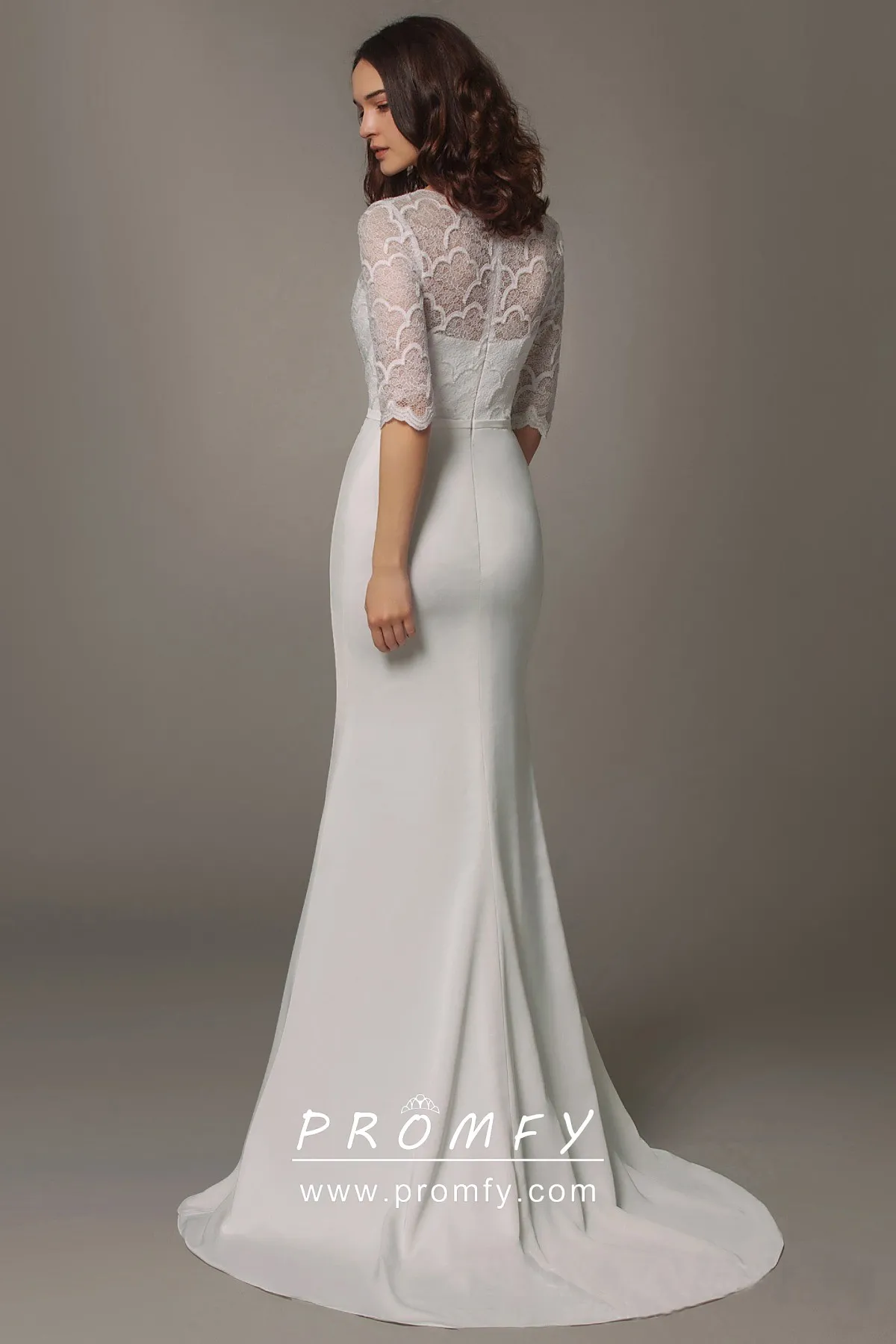 Modern half sleeve mermaid sweep train wedding dress Modern half sleeve mermaid sweep train wedding dress