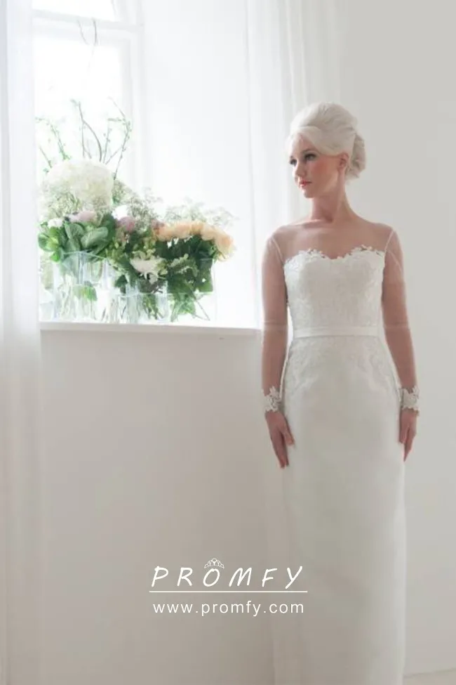 Sleek satin column long sleeve wedding dress Sleek satin column long sleeve wedding dress